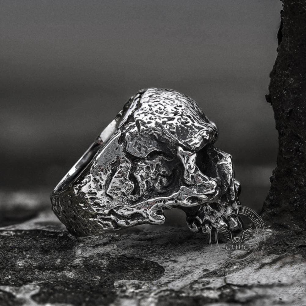 Rugged Stainless Steel Skull Ring