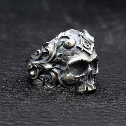 Vine Sterling Silver Skull Masonic Ring