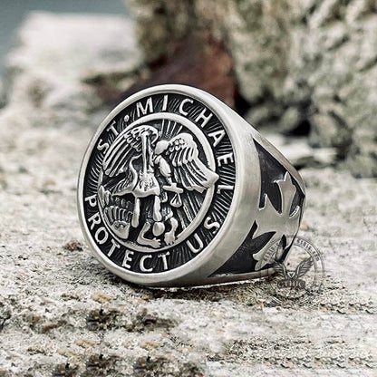Guardian Angel Templar Knight Sterling Silver Ring