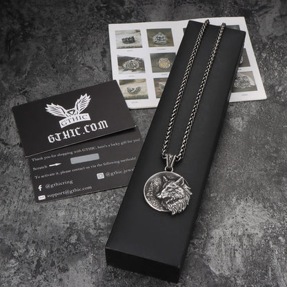Guardian Wolf Stainless Steel Viking Pendant