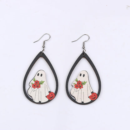 Halloween Element Drip Wood Dangle Earrings