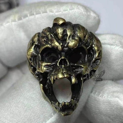 Halloween Horror Pumpkin Sterling Silver Skull Ring