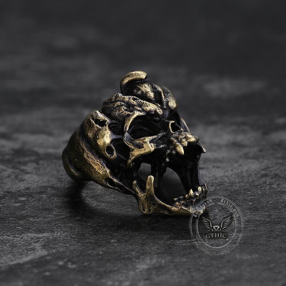 Halloween Horror Pumpkin Sterling Silver Skull Ring