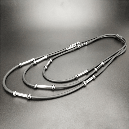 Handmade Rubber Necklaces / Black Rope Jewelry / Bohemia Statement Pendant Necklaces