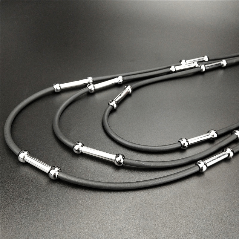 Handmade Rubber Necklaces / Black Rope Jewelry / Bohemia Statement Pendant Necklaces