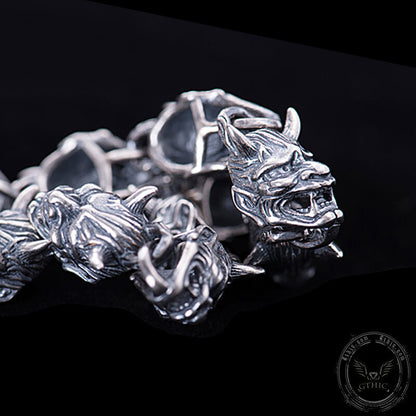Hannya Oni Mask Sterling Silver Bracelet