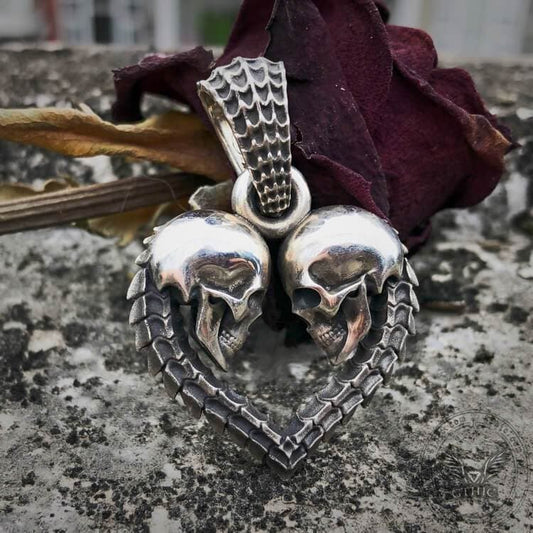 Heart Shaped Skull Sterling Silver Pendant