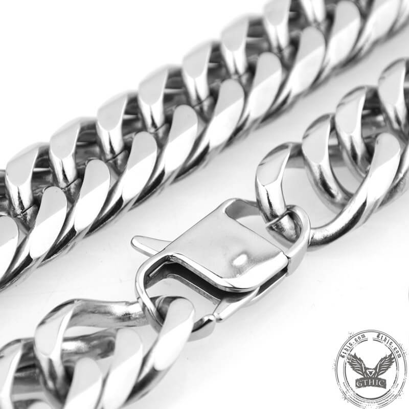 Heavy Polished Cuban Link Chain Stainless Steel Necklace