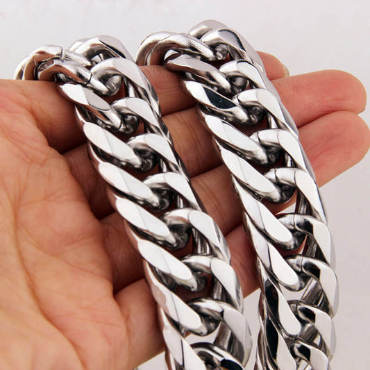 Heavy Polished Cuban Link Chain Stainless Steel Necklace