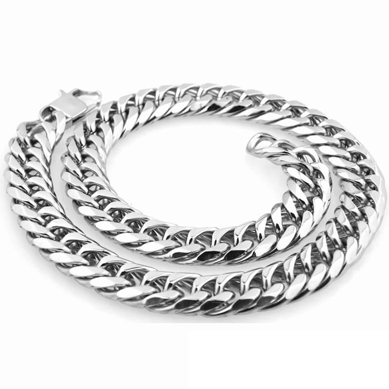 Heavy Polished Cuban Link Chain Stainless Steel Necklace