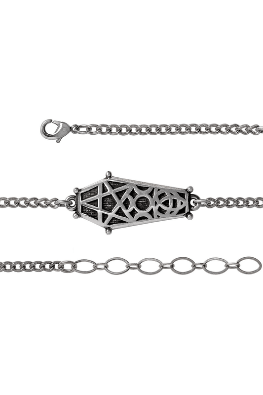 Hex Coffin Wrist Chain With Pentagram and Moon Design