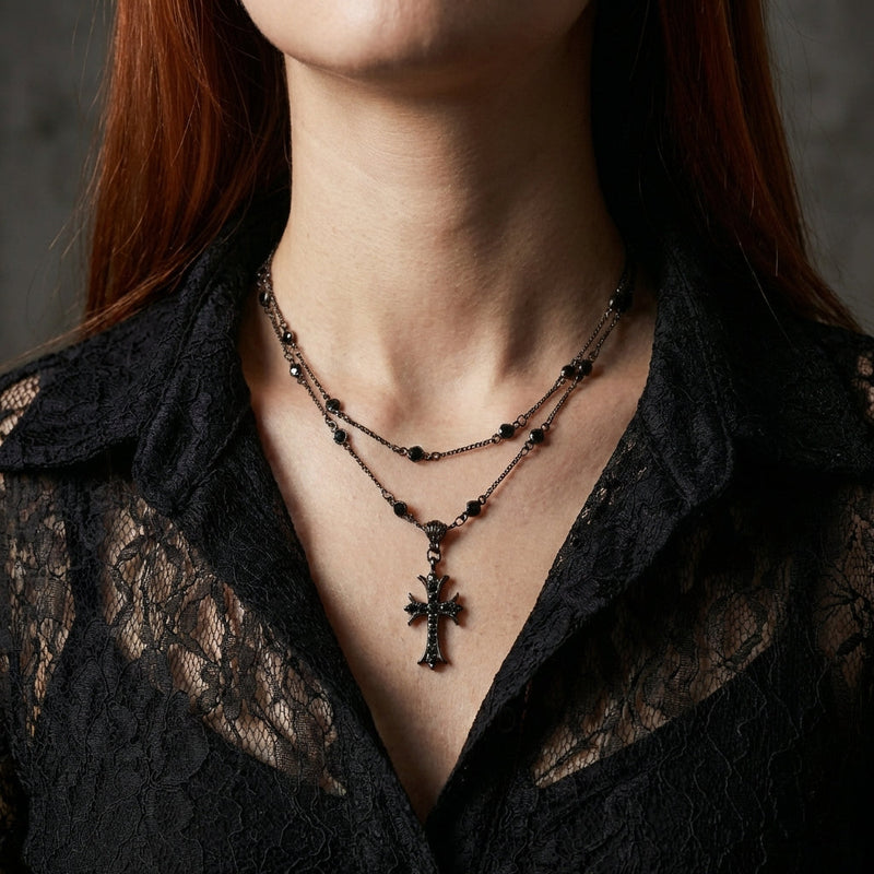 Onyx Cross Necklace