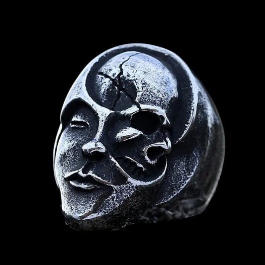 Hidden Yin and Yang Skull Ring