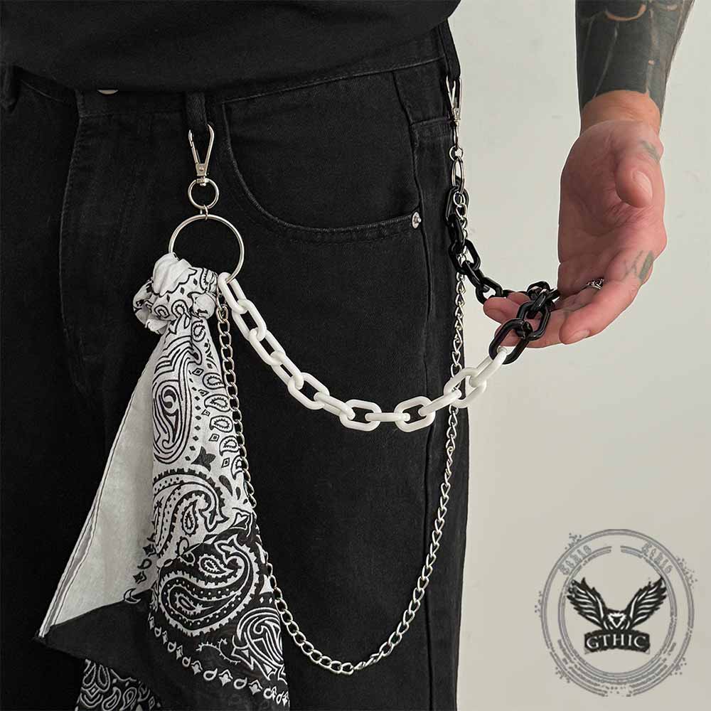 Hip Hop Cashew Flower Square Scarf Alloy Pants Chain