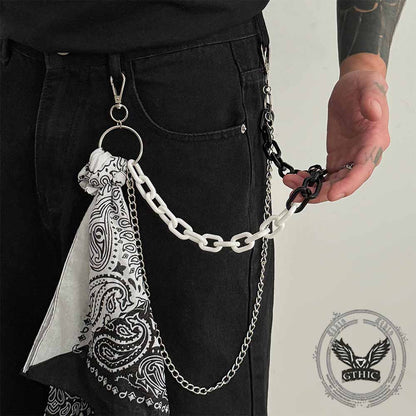 Hip Hop Cashew Flower Square Scarf Alloy Pants Chain
