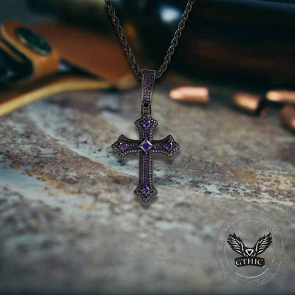 Hip Hop Cross Zircon Inlaid Copper Pendant