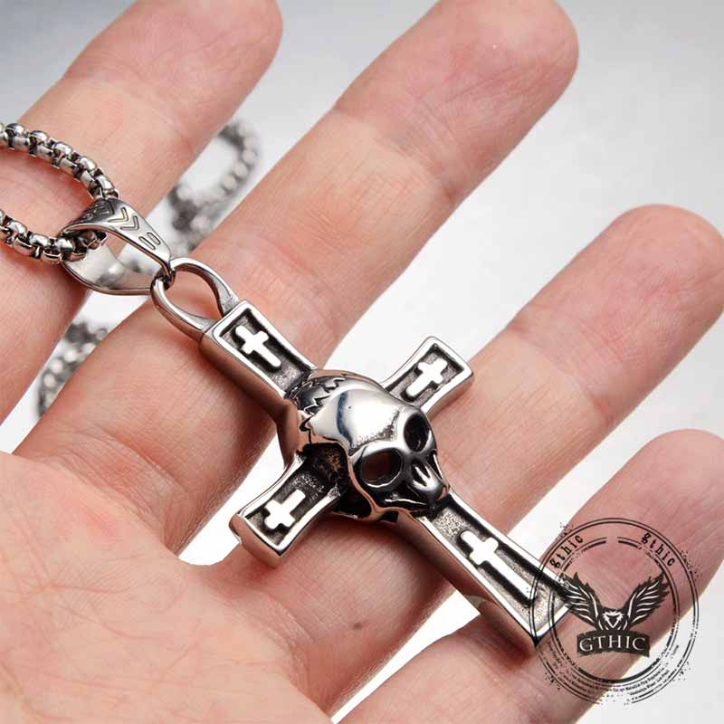 Hip Hop Skull Cross Stainless Steel Pendant