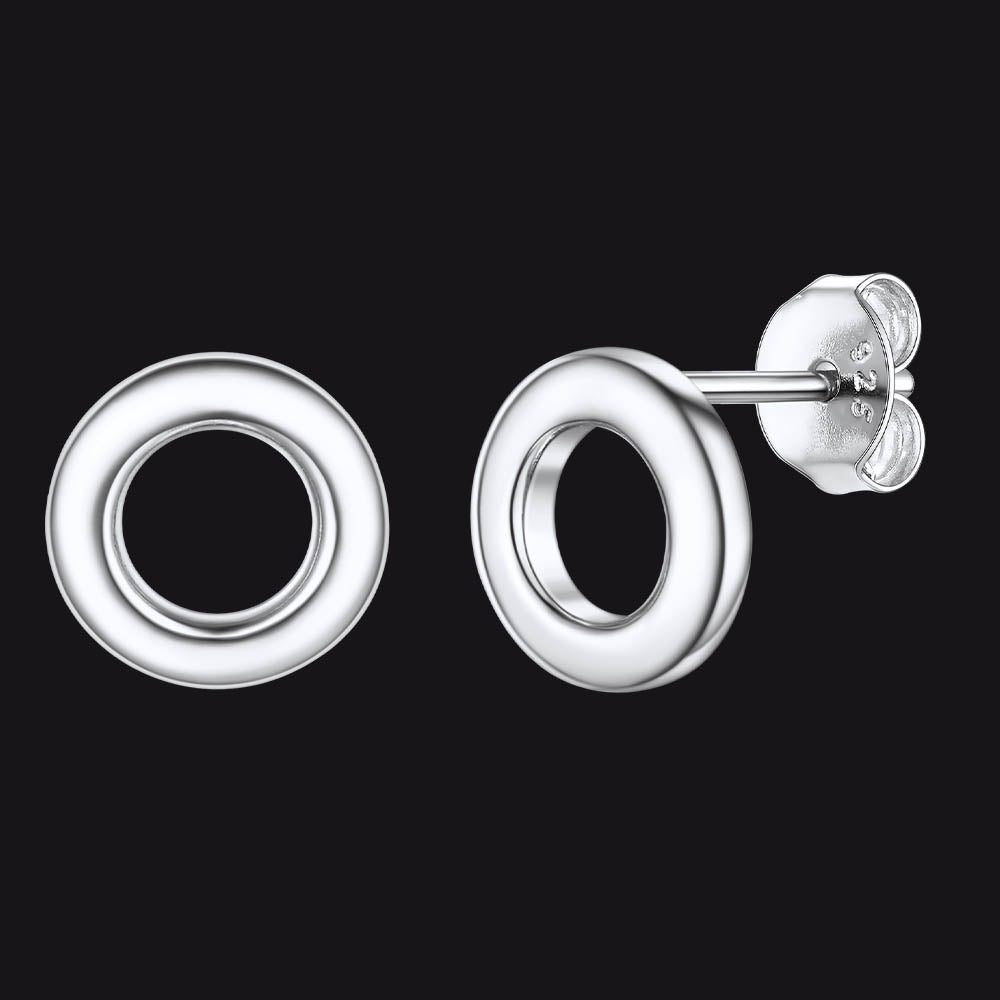 Sterling Silver Classic Circle Stud Earrings for