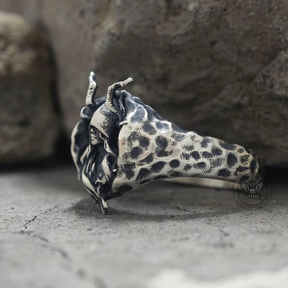 Horned Armor Witch Sterling Silver Ring