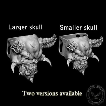 Horned Demon Skull Sterling Silver Ring