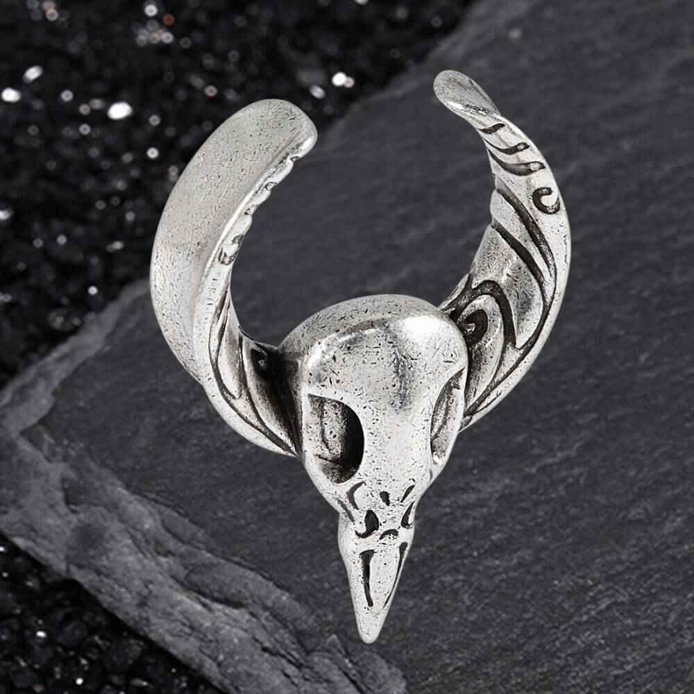 Horned Skull Brass Tunnel Ear Gauges