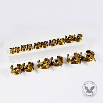 Horned Skull Brass Tunnel Ear Gauges