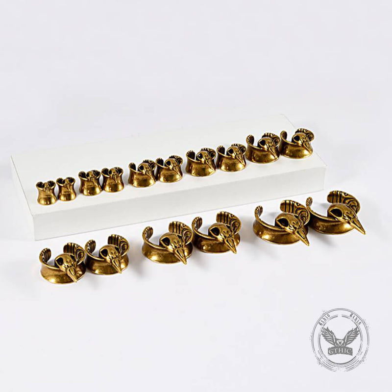 Horned Skull Brass Tunnel Ear Gauges