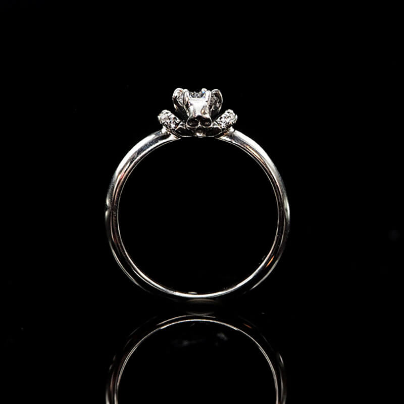 Horned Skull Inlaid Zircon Sterling Silver Ring