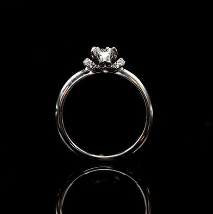 Horned Skull Inlaid Zircon Sterling Silver Ring