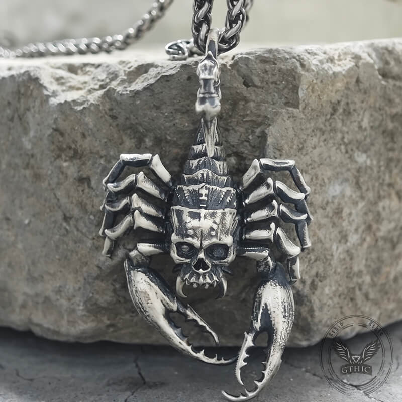 Horrible Skull Faced Scorpion Sterling Silver Pendant
