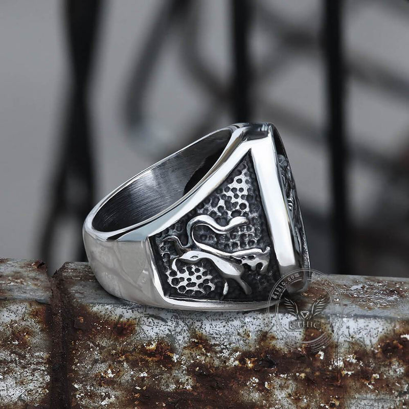 Growling Direwolf Stainless Steel Ring