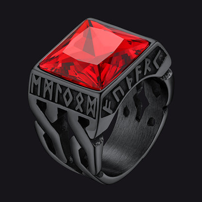 Custom Celtic Gemstone Ring With Runes for