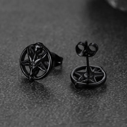 Satanic Baphomet Goat Stud Earrings for