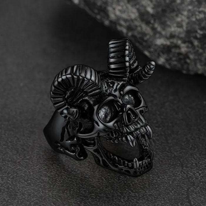 Satanic Baphomet Goat Skull Ring for