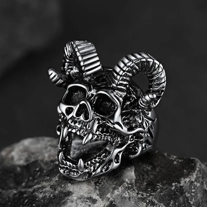 Satanic Baphomet Goat Skull Ring for