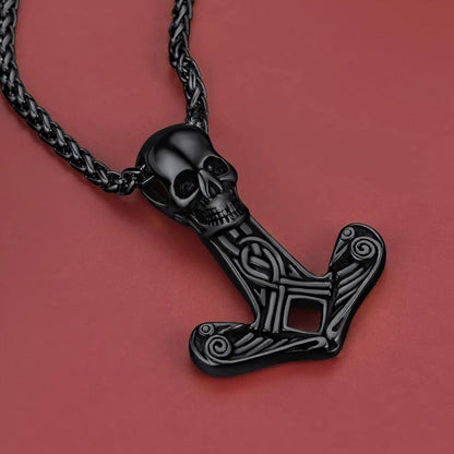 Flash Viking Skull Spear Pendant Necklace for