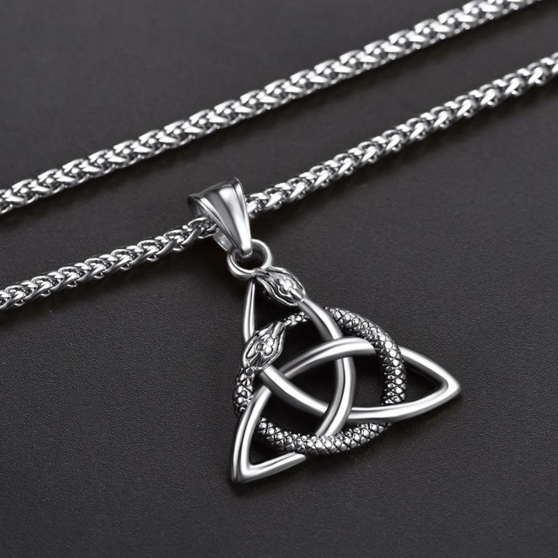 Ouroboros Celtic Knot Snake Pendant Necklace