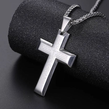 Christian Lord's Prayer Cross Necklace for