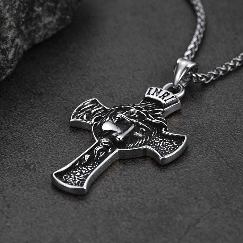 Flash Christian Christ Jesus Face Crucifix Cross Pendant Necklace