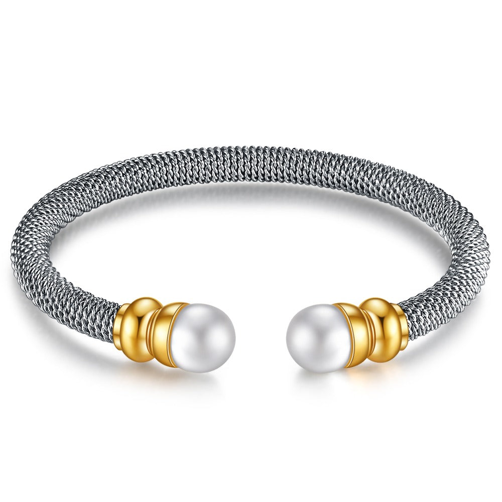 Imitation Pearl Bracelet for / Stainless Steel Bracelet in Gold and Silver Colour