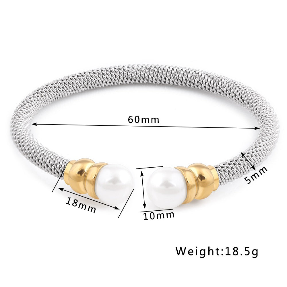 Imitation Pearl Bracelet for / Stainless Steel Bracelet in Gold and Silver Colour