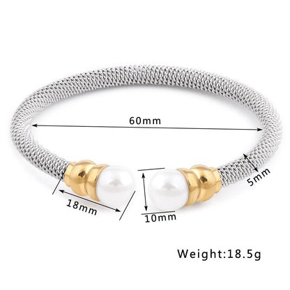 Imitation Pearl Bracelet for / Stainless Steel Bracelet in Gold and Silver Colour