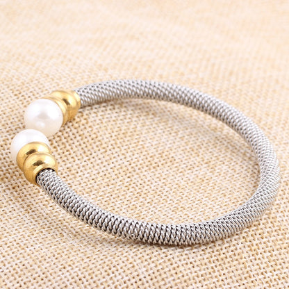 Imitation Pearl Bracelet for / Stainless Steel Bracelet in Gold and Silver Colour