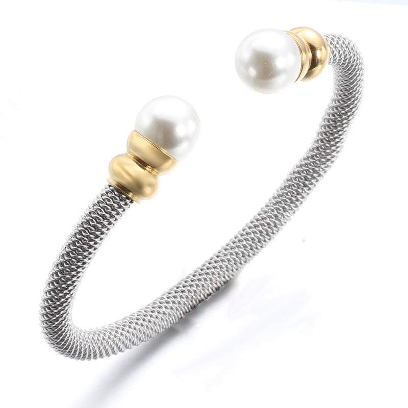 Imitation Pearl Bracelet for / Stainless Steel Bracelet in Gold and Silver Colour
