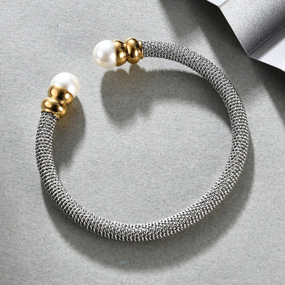 Imitation Pearl Bracelet for / Stainless Steel Bracelet in Gold and Silver Colour