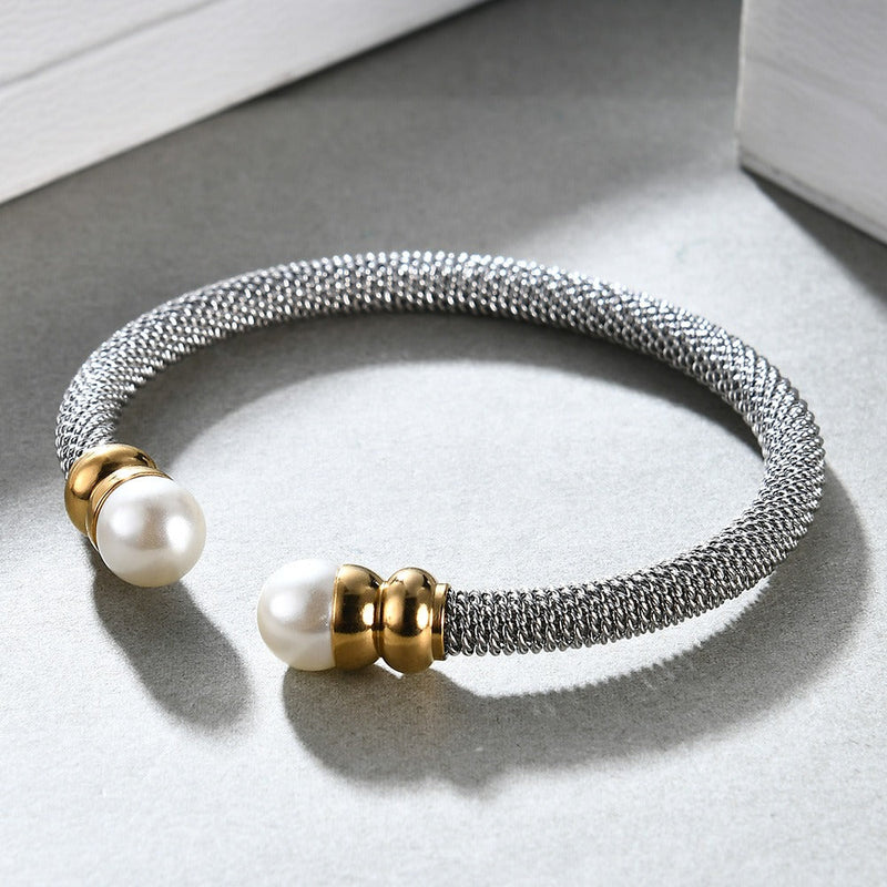 Imitation Pearl Bracelet for / Stainless Steel Bracelet in Gold and Silver Colour