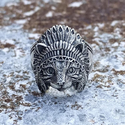 Indian Native Cat Sterling Silver Ring