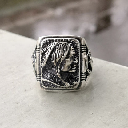 Indian Portrait Sterling Silver Ring