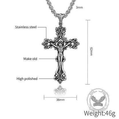 Inri Budded Cross Stainless Steel Pendant