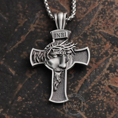 Inri Christian Cross Pure Tin Necklace
